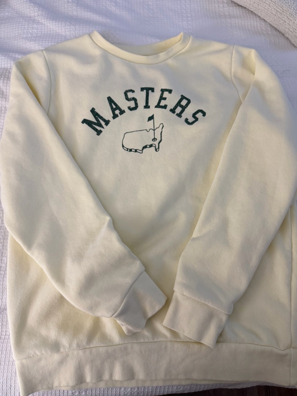 Masters Pale Yellow Crewneck with Green Logo